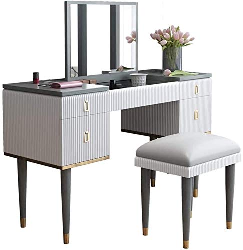 HLZY Escritorio de vanidad para Dormitorio Decoración d 2 en 1 Maquillaje Distribuidor de Vanity Distribuidor Solid Wood Modern Dresser Clamshell Almacenamiento Multifunción Tocador (Size : 1.2m)