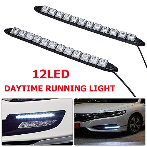 HugeAuto 2 x 12 LED luces diurnas coche DRL luz antiniebla impermeable 12 V conducción cabeza luces blanca-12 LED