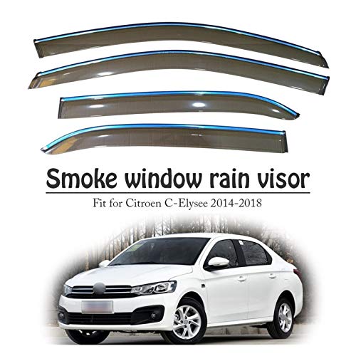 JHDS Derivabrisas para Citroen C-Elysee 2014 2015 2016 2017 20188 Ventana De Humo Visera De Lluvia Vent Sun Deflectores Guardia Accesorios Lluvia Visera Deflectora