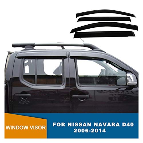 JHDS Ventanillas Viento y Lluvia Ventanas Laterales Deflectores Tiempo Shield Rain Visor para Nissan Navara D40 2006 2007 2009 2010 2011 2012 2012 2014 2014 Coche Deflectores Viento