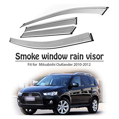 JIUTAI Derivabrisas para Mitsubishi Outlander 2010 2011 2012 Humo Window Visera De Lluvia ABS Vent Deflectors Guardia Accesorios para Automóviles Deflectores Viento y Lluvia