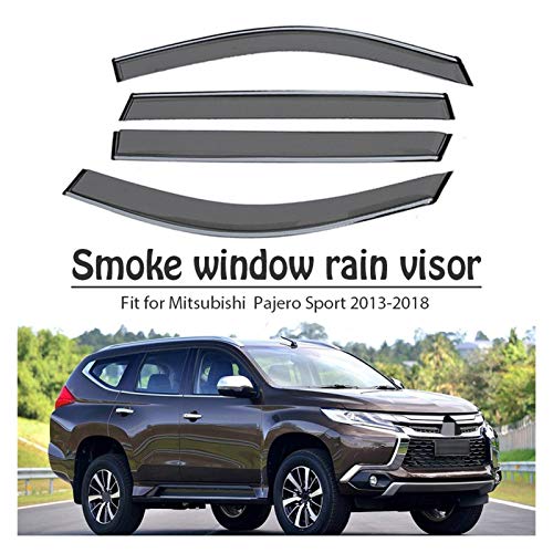 JIUTAI Derivabrisas para Mitsubishi Pajero Sport 2013 2014 2015 2016 2017 2018 Viseras De Ventana Lateral Deflectores De Viento Visera De Lluvia Deflectores Viento y Lluvia