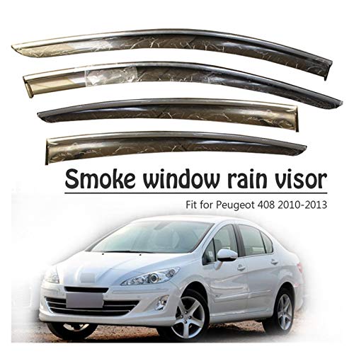 JIUTAI Derivabrisas para Peugeot 408 2010 2011 2012 2013 Ventana De Humo Visera De Lluvia Estilo ABS Ventilación Deflectores De Sol Accesorios De Protección Deflectores Viento y Lluvia