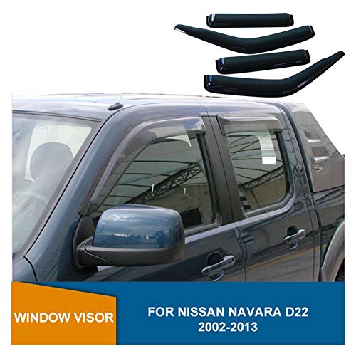 JIUTAI Ventanillas Viento y Lluvia para Nissan Navara Terrano D22 2002 2003 2004 2005 2006 2007 2007 2009 2010 2011 2012 2012 2013 2013 Auto Wind Deflector Window Shield Aire Visera Lateral