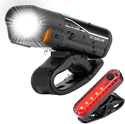 Juego de luces LED para bicicleta, homologadas por StVZO (StVZO), recargables, resistentes al agua, luz delantera y trasera, juego de 4 unidades