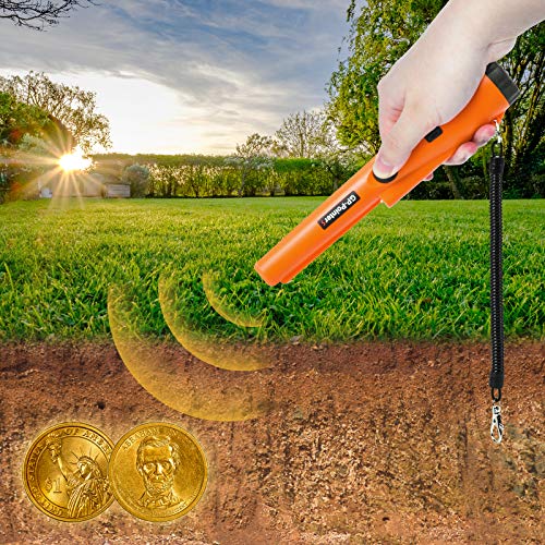 KATELUO Detectores de Metales Pinpointer, Detector de Metales Portátil, Detector de Metales Impermeable,Detector Pinpointer para Búsqueda del Tesoro, Oro, Plata, Monedas (Naranja)