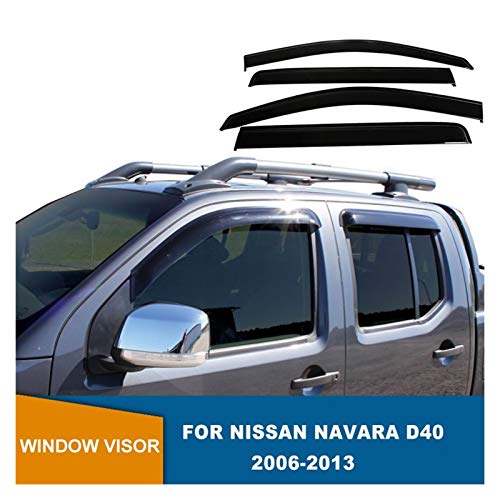 LWLD Derivabrisas para Nissan Navara D40 2006-2014 Ventana Lateral Deflectores Acrílico El Tiempo Shield Rain Visor Hxjh Cortavientos ventanilla Coche