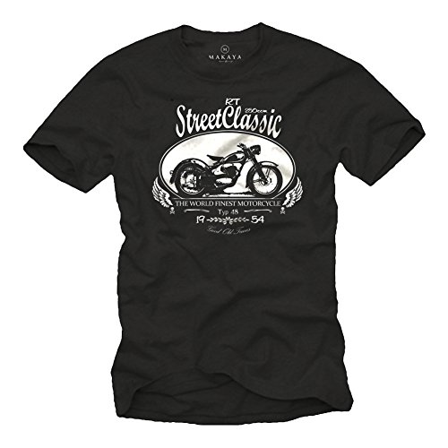 MAKAYA Camiseta Vintage Moto DKW RT 250 Hombre Negro S