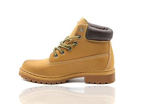 Mapleaf Botas de Nieve Hombre Cálido Botines Planas Invierno Impermeables Zapatos Senderismo Zapatillas Deportes Trekking Confortables Sneakers Amarillio-M8610-41