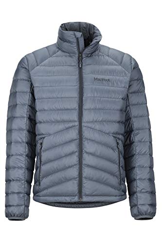 Marmot Highlander Down Jacket Chaqueta de Plumas Aislante Ligera, 700 Pulgadas cúbicas, Chaqueta para Exteriores, Anorak Resistente al Agua, Resistente al Viento, Hombre, Steel Onyx, S