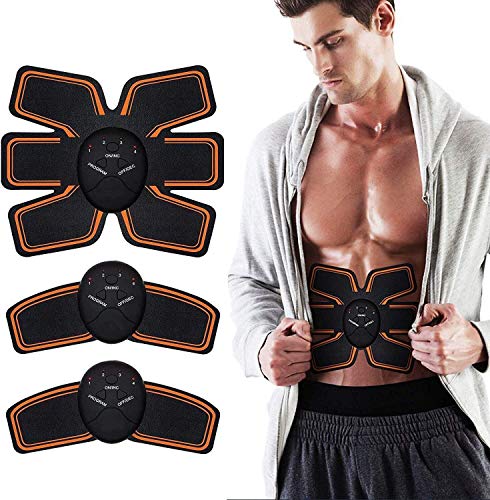 MATEHOM Electroestimulador Muscular Abdominales,EMS Estimulador,Entrenador Portátil Masajeador Eléctrico Cinturón Ejercitador del Cuerpo de Abdomen/Brazo/Pierna para Hombre o Mujer