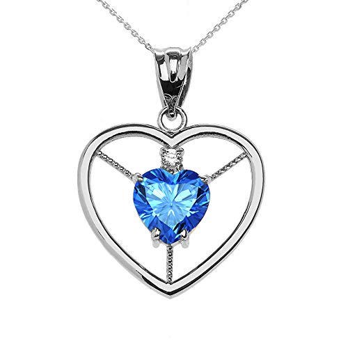 Mis Tesoritos Elegante Diamante en Plata esterlina y Solitario en Forma de corazón Azul Desde diciembre Nacimiento Collar Colgante (Longitud de Cadena Disponible 40cm- 45cm - 50cm - 55cm)