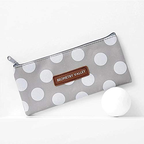 MLDBD Estuche de lápices de Lona para la Escuela Lindo Simple Rayado Rejilla Pencilcase Bolso Caja Caja Papelería Bolsa Útiles Escolares   Dúplex Lunares