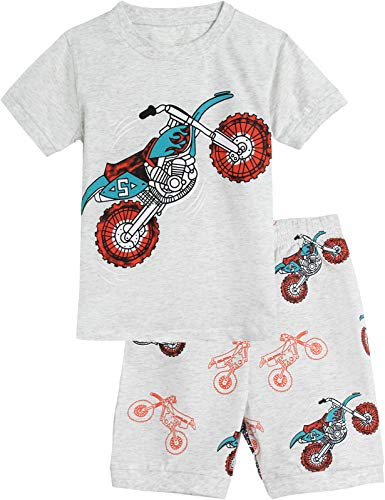 MOMBEBE COSLAND Pijama Motocicleta Niños Manga Corta (2 años, Gris Claro)