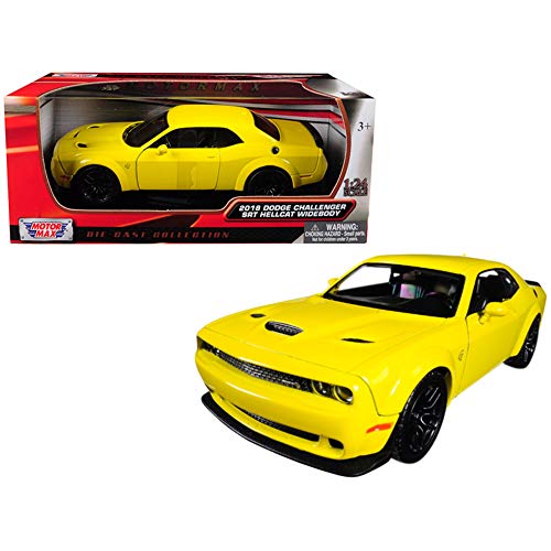 Motormax 2018 Dodge Challenger SRT Hellcat Widebody Yellow 1/24 Diecast Model Car by