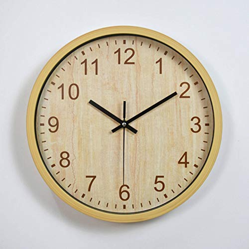 N-B Reloj de Pared de plástico de Grano de Madera Reloj de Pared de Dormitorio nórdico para niños Reloj de Reloj silencioso Creativo Simple