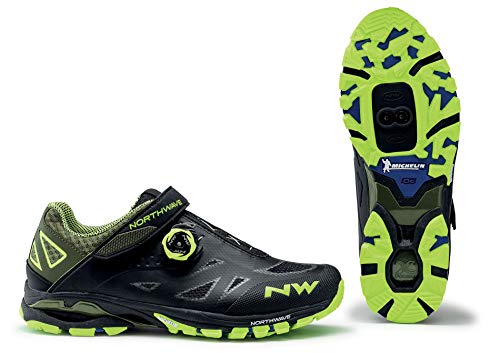 Northwave Spider 2 Plus Zapatos de Bicicleta de montaña 2020 Negro/Amarillo Fluo, Tamaño:gr. 48