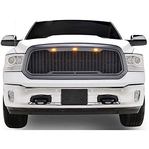 Parachoques delantero cuadrícula Parrilla Kidney Sport Grille, Rejillas frontales Radiador exterior Capó de doble aleta ABS Reemplazo accesorios auto Kit de malla, Para Dodge Ram 1500 2013-2018