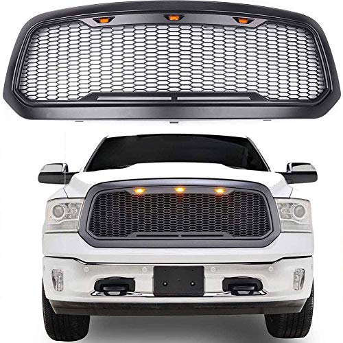 Parachoques delantero cuadrícula Parrilla Kidney Sport Grille, Rejillas frontales Radiador exterior Capó de doble aleta ABS Reemplazo accesorios auto Kit de malla, Para Dodge Ram 1500 2013-2017