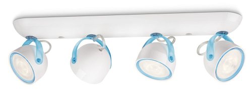 Philips myLiving Dyna - Barra de focos, iluminación interior, 4 focos, LED, IP20, luz blanca cálida, color azul