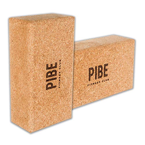 Pibe Bloque Yoga Corcho Natural Pack 2 Piezas Ecológico de Alta Densidad 22,5 x 12 x 7,5 Centímetros Ladrillo Yoga Block Cork para Pilates y Ejercicios de Yoga. Corcho Natural de Portugal