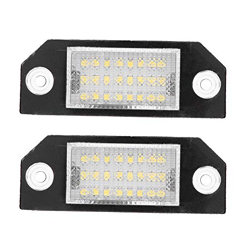 Qiilu 2pcs 24 LED Temperatura de color 6000k Beads Matrícula Lámpara de luz LED para C-MAX Focus MK2