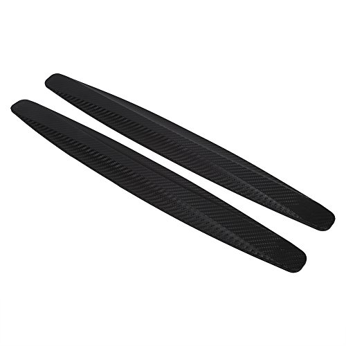 Qiilu 2pcs Protector de parachoques delantero y trasero de fibra de carbono Protector de esquina Pegatina de rayado(negro)