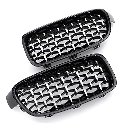 QSWL Parrilla De Carreras, Pareja F30 Diamond Grille Mteteor Style Car Frontal Chumper Grill Grill Ridny Grille para 3 Series F30 F31 F35 2014-2018