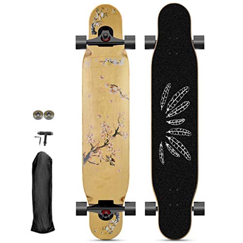 qwert 46 Pulgadas Dancing Longboard Patineta Freeride Longboard de Crucero Completo con 9 Capas de Arce Canadiense para Crucero, Talla, Estilo Libre, Descenso y Baile