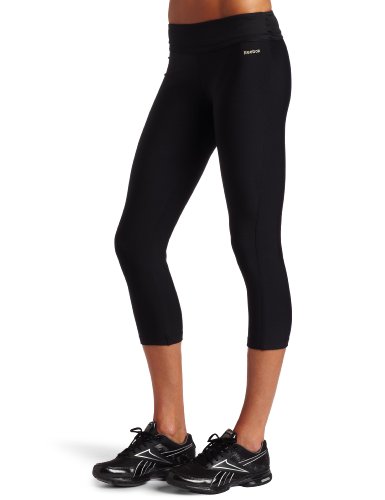 Reebok Easytone de Mujer Fitness Capri, Mujer, Color Negro/Negro, tamaño Large