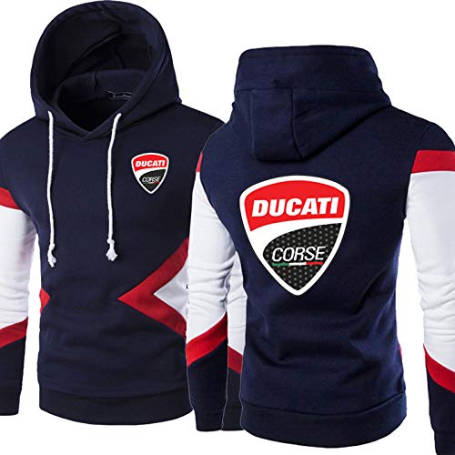 RLJqwad Hombre De Manga Larga para Hombre Sudadera con Capucha Ducati Logo Sudadera Impreso Pullover con Capucha Four Seasons Casual Outdoor Sudadera Al Aire Libre Regalos Navy-1XL