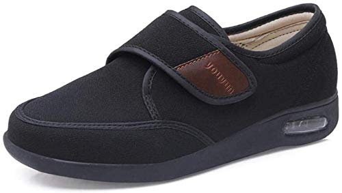 RSVT Zapatillas diabéticas Vendaje Zapatos,Deslizadores Anchos de la Espuma de la Memoria, Zapatos de Las Mujeres del Invierno para el Hallux valgus-40_Plus Terciopelo Negro C