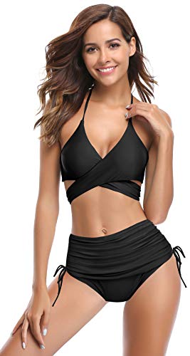 SHEKINI Mujer Bikinis Sexy Traje de Baño de Dos Piezas Ropa de Baño Ropa de Baño de Cintura Alta para Mujer Dibujar Baúles de Natación de Cuerda