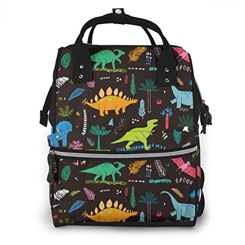 Shichangwei Mochila Escolar Diaper Bag Backpack Travel Bag Large Multifunction Waterproof Funny Dinosaurs with Palm Leaves Stylish and Durable Nappy Bag for Baby Care School Backpack