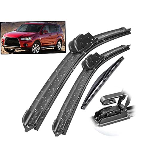 SIOM Limpiaparabrisas para Mitsubishi para Outlander Mk2 2007-2012, Parabrisas, 24"+ 21" + 12", Juego Limpiaparabrisas Delantero Y Trasero, Juego Limpiaparabrisas