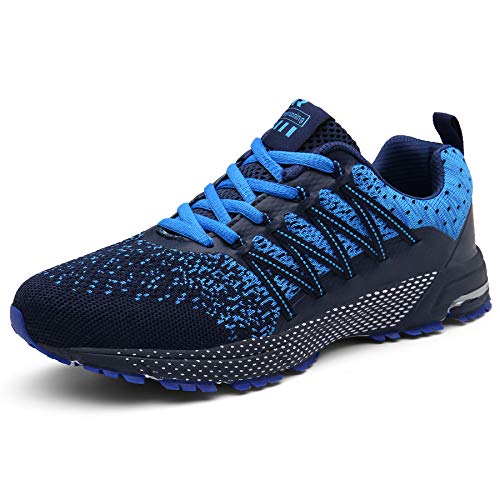 SOLLOMENSI Zapatillas de Deporte Hombres Mujer Running Zapatos para Correr Gimnasio Sneakers Deportivas Padel Transpirables Casual Montaña 46 EU F Azul