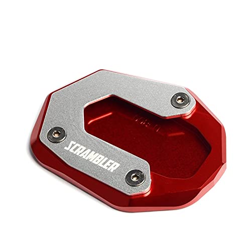 Soporte Lateral de Motocicleta Placa de Soporte de extensión de Soporte Lateral Accesorios de Motocicleta para Ducati Scrambler Classic 2015 2016 2017 Logo (Color : Red)