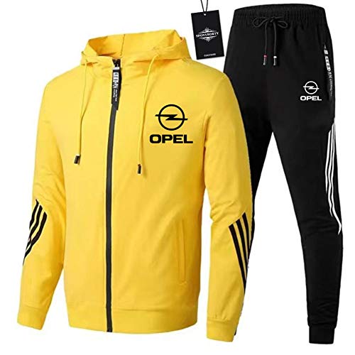 SPONYBORTY Hombre Chandal de Chándal Jogging Deportivo Op-el Zip Chaqueta con Capucha + Pantalones Saco/Amarillo/XL sponyborty