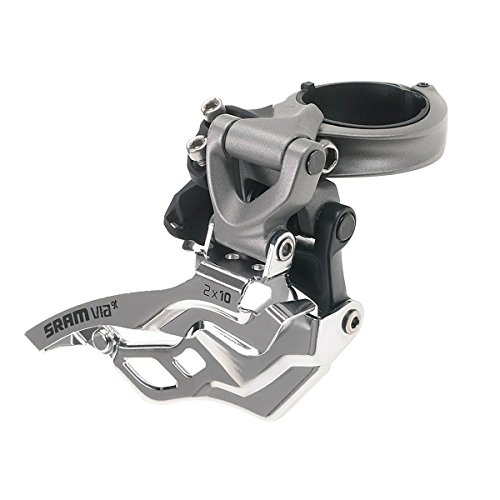 SRAM Via GT 318/349 - Desviador Delantero para Bicicleta (2 x 10, Abrazadera Alta), Color Gris