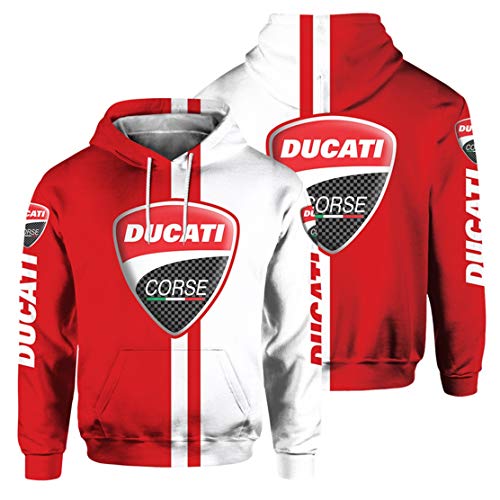 Sudadera con Capucha para Hombre De Manga Larga con Estampado Digital del Logotipo De D.u.c.a.t.i (1,M)