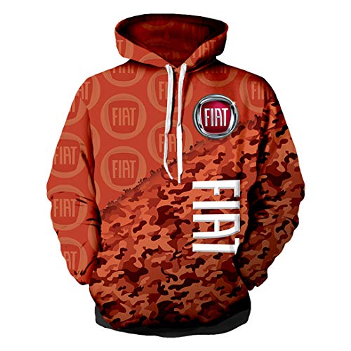 Sudadera Unisex Primavera Manga Larga Sudadera 3D Digital International Fiat Logo Print Sudadera Casual (1,M)