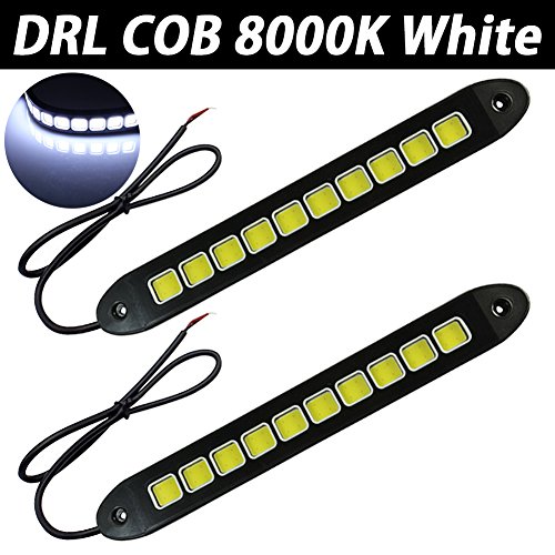 TABEN 2 unids/set 800Lm impermeable IP67 goma suave flexible 12 V Flip Slim Chip COB LED DRL luz diurna luz de conducción diurna para coche vehículo universal blanco