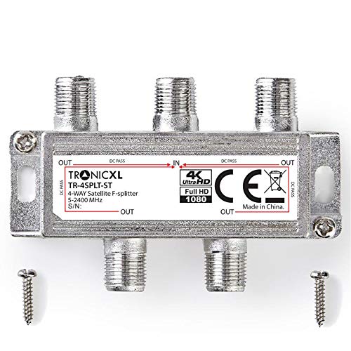 TronicXL - Distribuidor digital para antena de satélite (4 vías, DVBC, DVBS, DVBT, DVBT, DVBS2, DVBT2, HDTV, 4 vías, conector F blando)