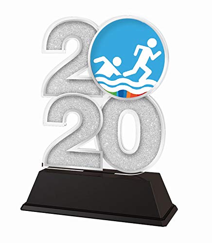 Trophy Monster 2020 - Trofeo de duatlón (Oro, Plata o Bronce) | Hecho de acrílico Impreso, 120 mm, Plata, 120 mm