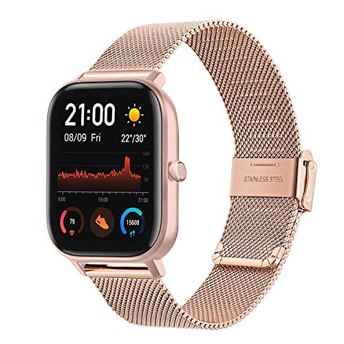 TRUMiRR Compatible con Amazfit GTS Correa de Reloj, Correa de Reloj de Malla de Acero Inoxidable Tejida de liberación rápida para Amazfit GTS/Amazfit Bip/Amazfit Bip Lite