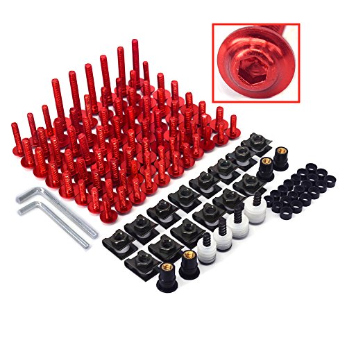 Universal Billet Kit completo de tornillos para carenado de motocicleta CNC Aluminum para CR125R CR250R CR500R CRF450 CRF250 color rojo