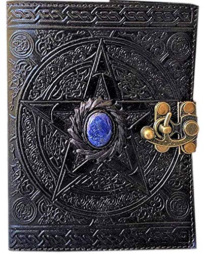 Urban Leather Book – Lapiz Gemstone Studded Celtic Star - Diario para dibujo de libros de recortes, escritura diaria, 15 x 17 cm, sin rayas
