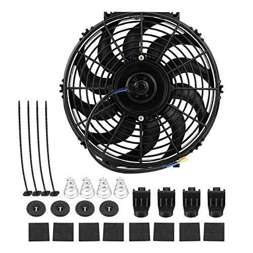 Ventilador de enfriamiento del motor de coche 12V, ventilador de enfriamiento del radiador eléctrico 80W 12 pulgadas con10 cuchillas accesorios de montaje de automóviles