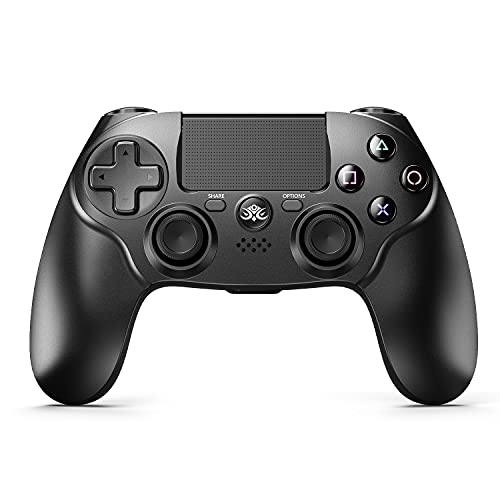 VOYEE Mando inalámbrico de repuesto para mando de PS4 original, controlador Bluetooth mejorado con función de audio/doble vibración/6 ejes, compatible con Sony Playstation 4/Pro/Slim (negro)