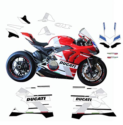 Vulturbike Kit de Pegatinas Réplica S Carreras - Ducati Panigale V4-899-1199-959-1299 - Pulido, 959 Panigale Tubo de Escape Bajo